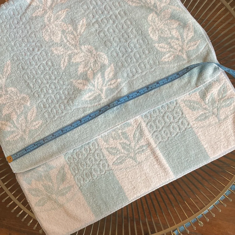 Vintage Cannon pastel blue floral textured two tone bath towel